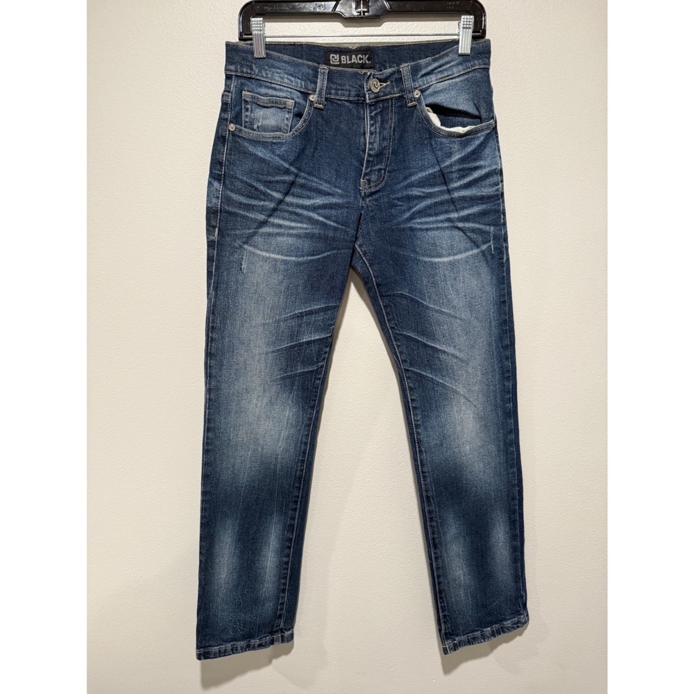 Buckle Black‎ Mens Slim Fit Dark Wash Whiskered Denim Jeans 30x30 RN 70829